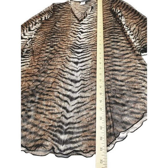 Tiger Animal Print Sheer Tunic Top By Jordan Taylor S Mob‎ Wife - Picture 7 of 11